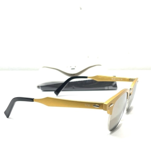 NWT AQS Milo 49mm Clubmaster Sunglasses in Gold O278 main image 5